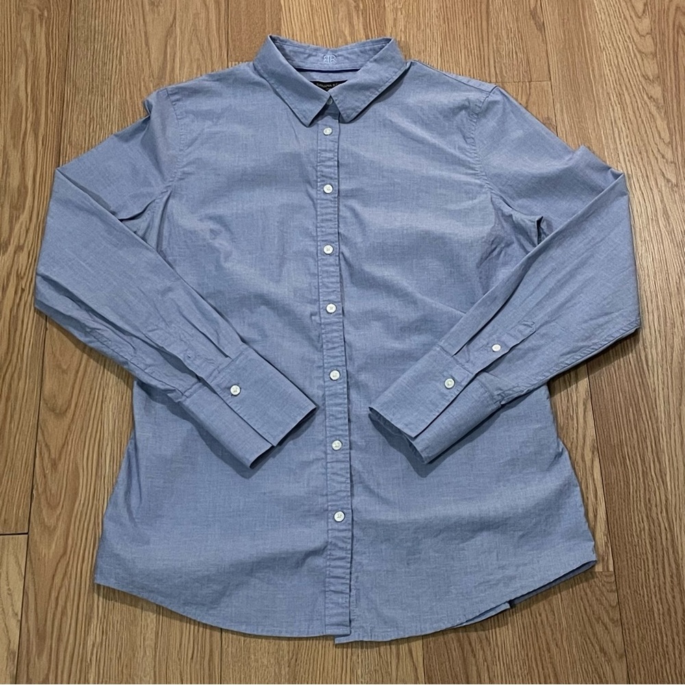 Banana Republic Women’s 10 Long Sleeve Button Up Riley Shirt Blue Preppy Office